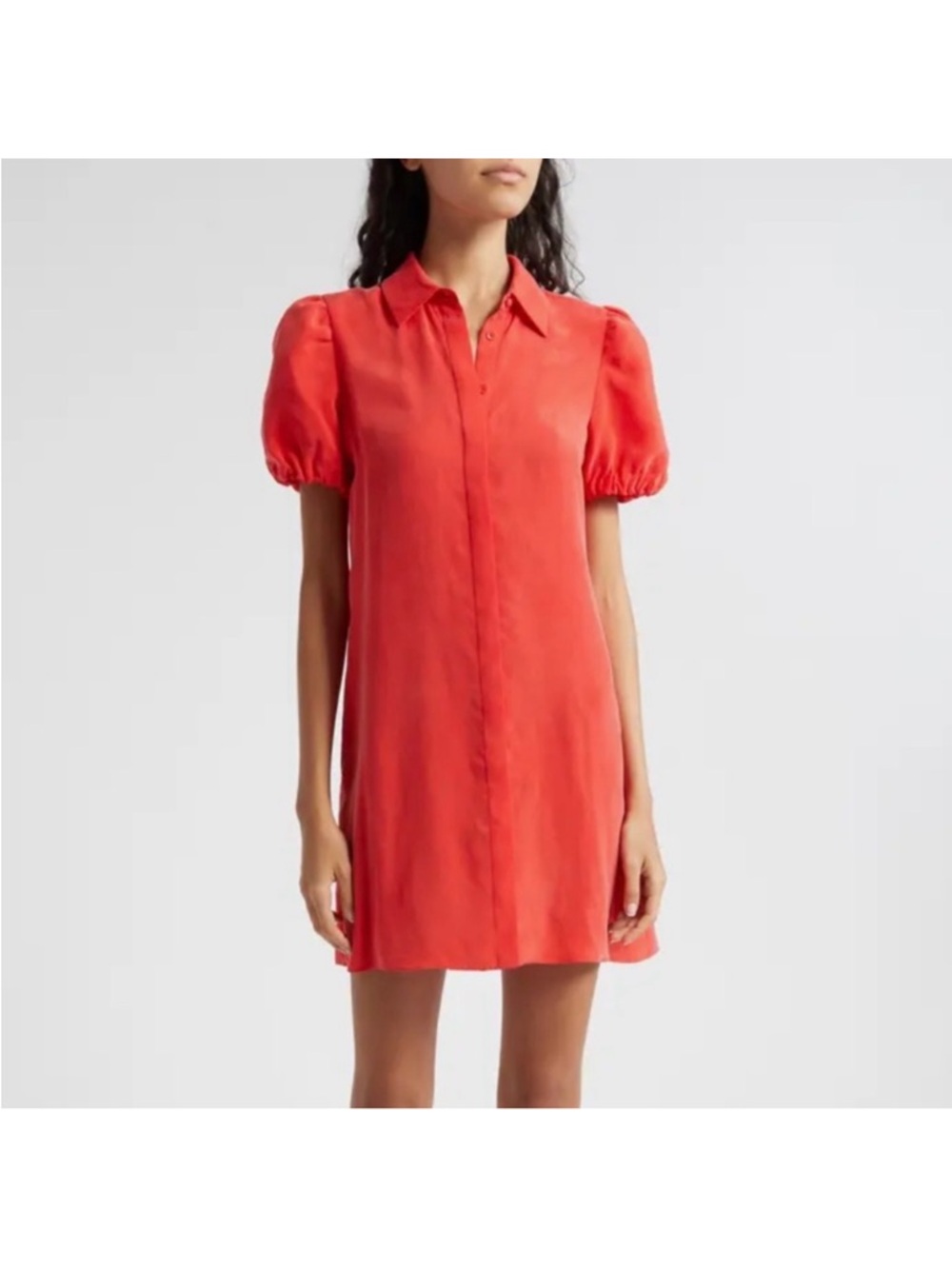 Alice + Olivia Jem Puff Sleeve Shirt Dress Size Medium